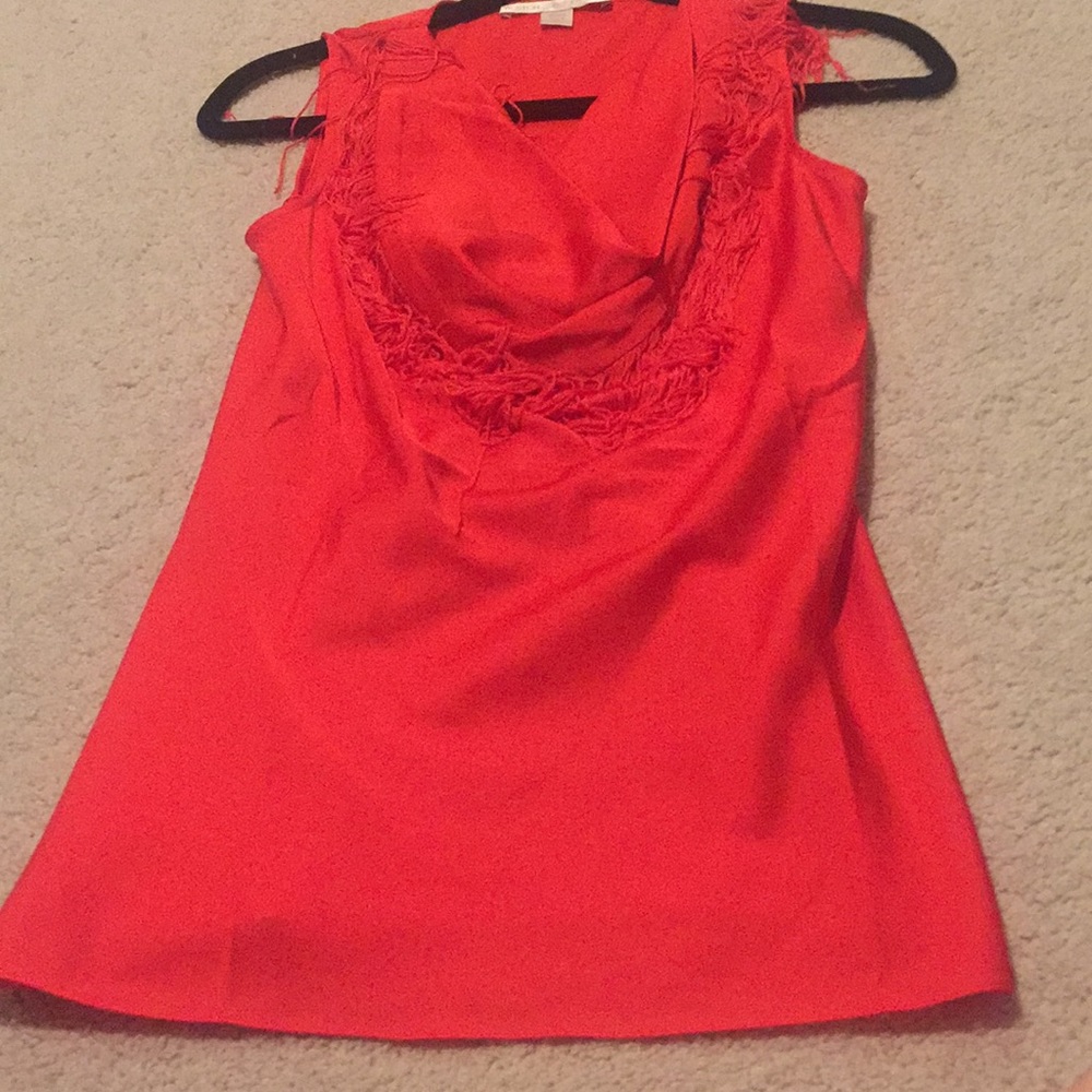 BOSTON PROPER RED FRINGE TOP